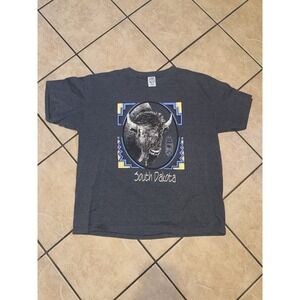 VTG South Dakota Bison Buffalo Tee XL Single Stitch USA Eagle Tag 90s Tourist